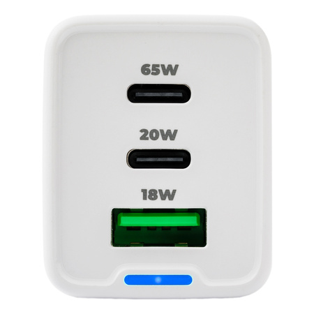 Ładowarka 3w1 USB-C USB PD Quick 65W 5A biała