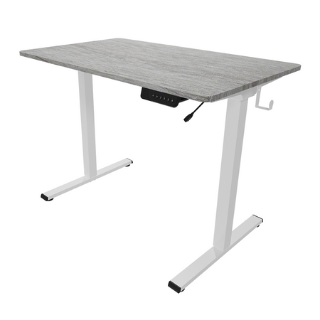 Spacetronik Moris 124WG 100x60 electric desk, gray wood top, white frame