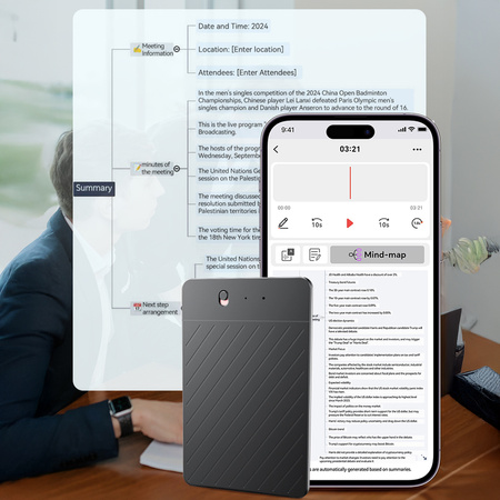 Dyktafon AI z Transkrypcją i Tłumaczem Głosowym Alvora A3