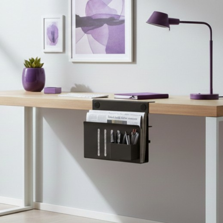 Boczny organizer do biurka na zacisk 30×30×12 cm czarny SPB164B