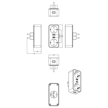 Listwa zasilająca 2xAC 1xUSB 1xUSB-C SPS-PS01W