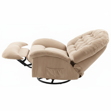 Zestaw wypoczynkowy fotel Spacetronik Flax 04M beżowy + stolik regulowany BUDDY