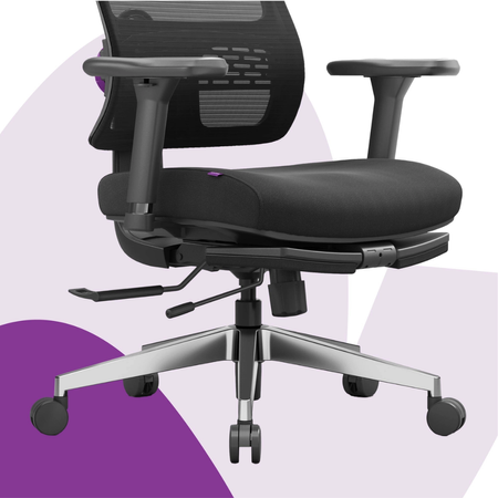 Zestaw ergonomiczny do biura krzesło LUMBO 22 + biurko manualne SPE-O113 100×60 czarne