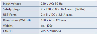 Napájací pásik so základňou USB Peaktech 3125
