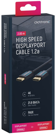 CLICKTRONIC DisplayPort DP - DP 1.2 4K 2m kabel