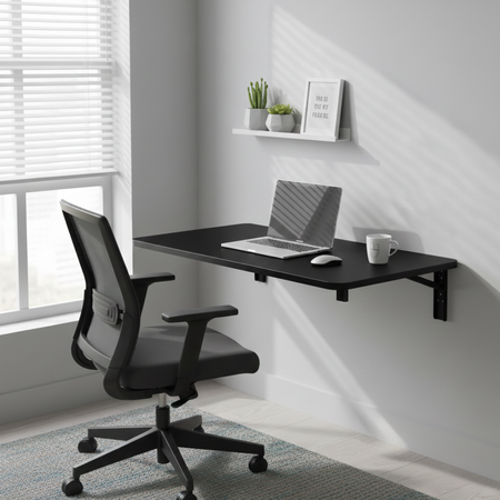 Składane biurko ścienne SPB149B 80×40 cm czarne składane 90°