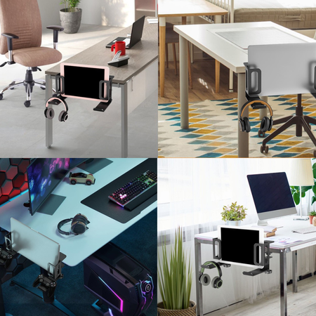 Uchwyt Podbiurkowy 2w1 SPB-026B na Laptopa i Słuchawki - Zorganizuj Swoje Stanowisko Pracy