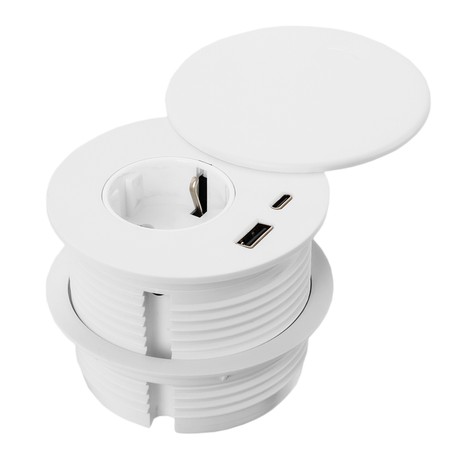 Spacetronik SPS-R1D3W V2 round tabletop socket