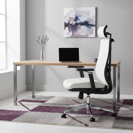 Regulowany Fotel biurowy obrotowy 5D MAURO Biały