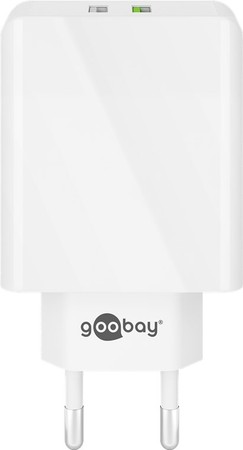 Ladegerät 2x USB QC 3.0 28W Goobay WHITE