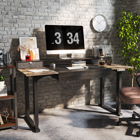 Zestaw ergonomiczny biurko elektryczne SPE-F121 160×80 + krzesło LUMBO 11 czarne