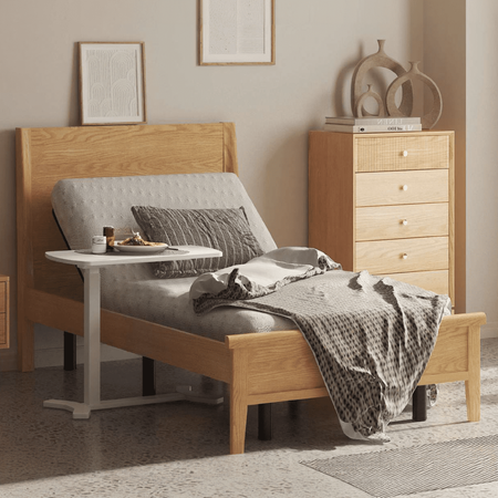 Electric adjustable table with wheels Buddy white