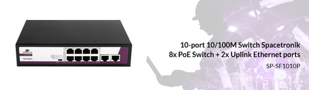 10-portový 100Mbps POE 120W SWITCH SP-SF1010P
