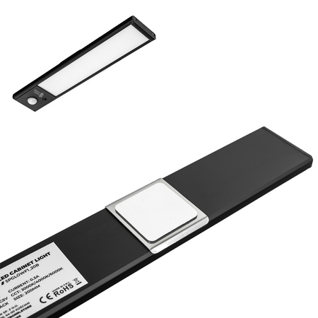 Bezprzewodowa lampa LED Czujnik ruchu 20cm Czarna