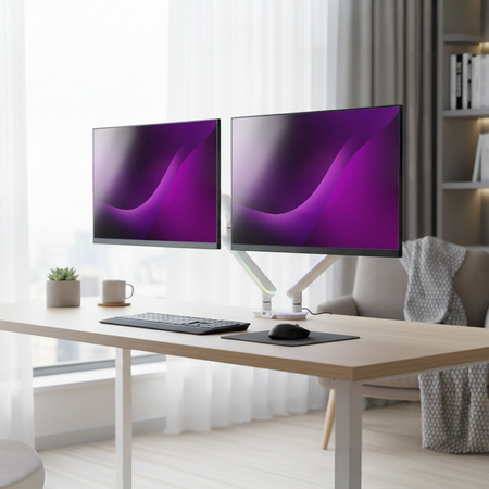 Podwójne Ramię do Monitora SPAF120LUW Białe