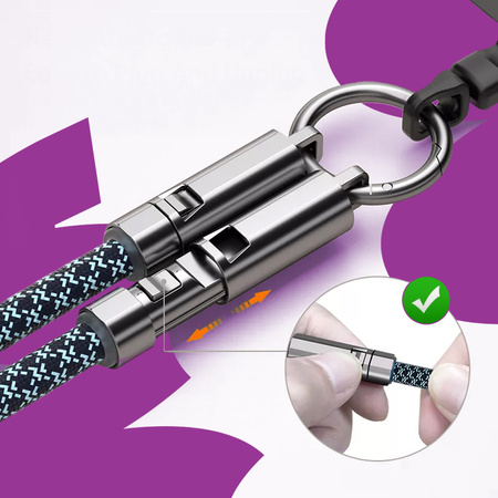 Kabel USB-C ze smyczą PD 240W 120cm BW