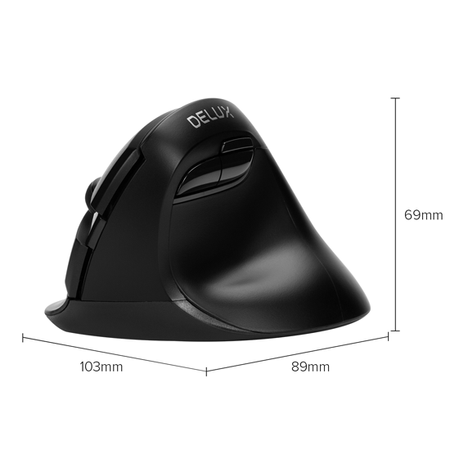 Mysz pionowa Delux M618 MINI czarna, bezprzewodowa