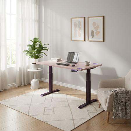 Biurko regulowane Vegard elektryczne dwusilnikowe MDF fioletowo-różowe