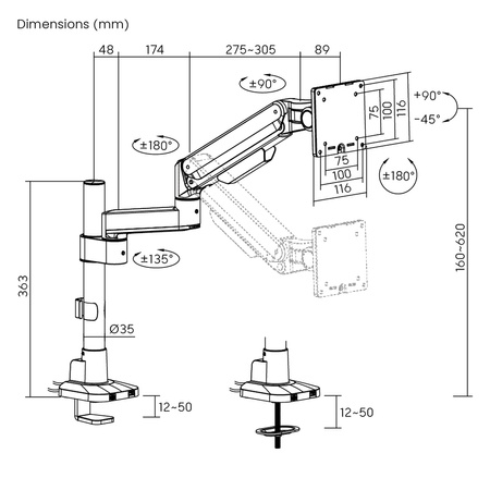 Uchwyt na monitor SPASSH110S z portami USB