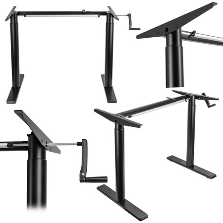 Manual Height-Adjustable Desk Frame Black 