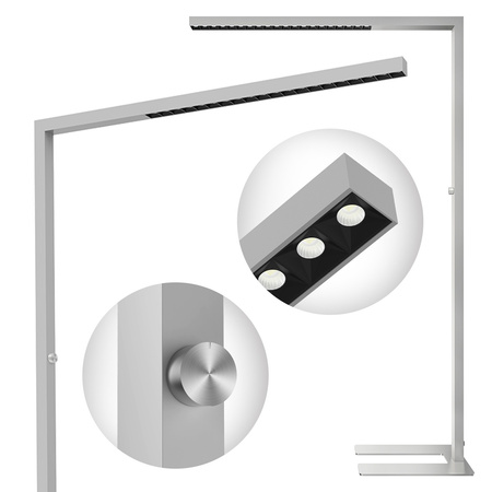 Lampa podłogowa biurowa LED GLOW D22 80W Srebrna