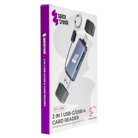 Spacetronik SPU-CR06 czytnik kart SD USB-A i USB-C