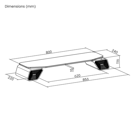 Audio stand with speakers for 90cm monitor