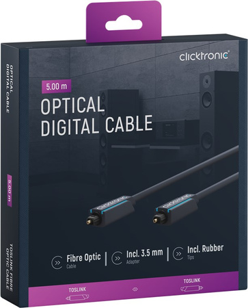 CLICKTRONIC Toslink optical cable + ad. jack 5m