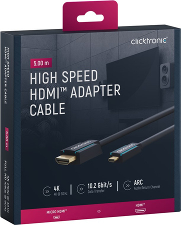 CLICKTRONIC Kabel HDMI - micro HDMI 2.0 4K 60Hz 5m