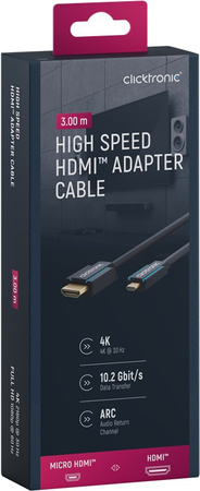 CLICKTRONIC HDMI - micro HDMI 2.0 4K 60Hz 3m cable