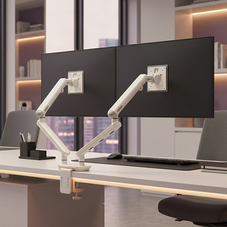 Podwójne Ramię do Monitora SPAF120LUW Białe