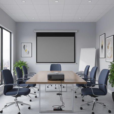 Ekran projekcyjny zwijany ręcznie 100" 16:9 szary