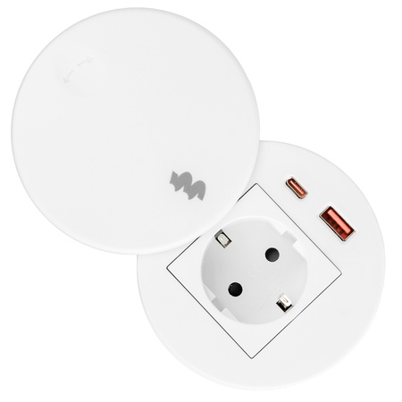 Spacetronik SPS-R1D3W V2 round tabletop socket