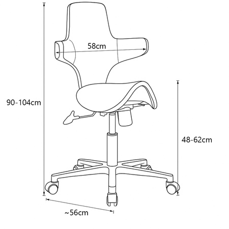 Ergonomiczny hoker regulowany SELLA czerwony