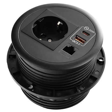 Spacetronik SPS-R1D3W V2 round tabletop socket