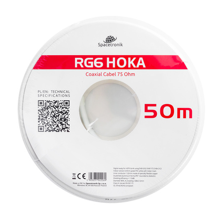 RG6 Spacetronik HOKA 102 CU Dualshield kábel 50m