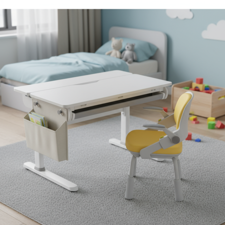 Zestaw: biurko regulowane SPEX108WG + ergonomiczne krzesło dla dziecka
