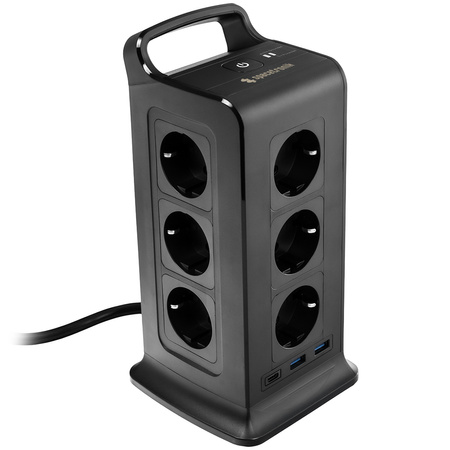 Listwa zasilająca tower 12xAC 2xUSB 1xUSB-C B