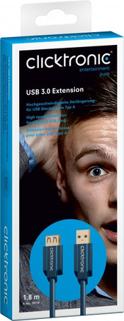 CLICKTRONIC Przedłużacz USB 3.0 gniazdo-wtyk 1.8m