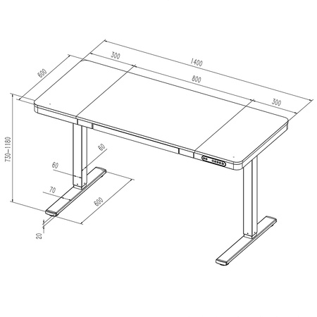 Elektryczne biurko Spacetronik SPEB128WL_140_60 Astrid
