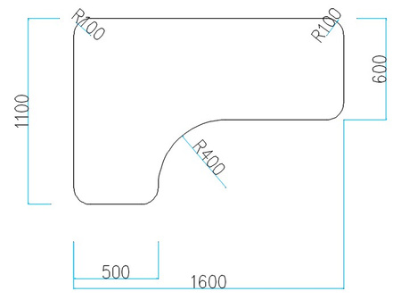 Corner desk top 160x110x60x18 cm Retro L