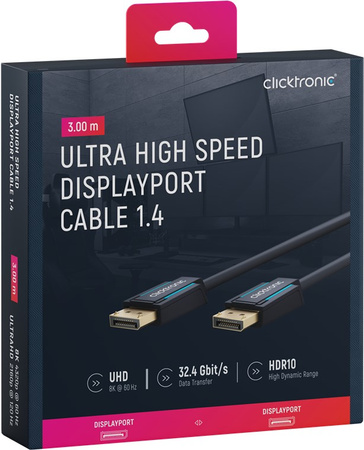 CLICKTRONIC DisplayPort DP - DP 1.4 8K 3m kábel