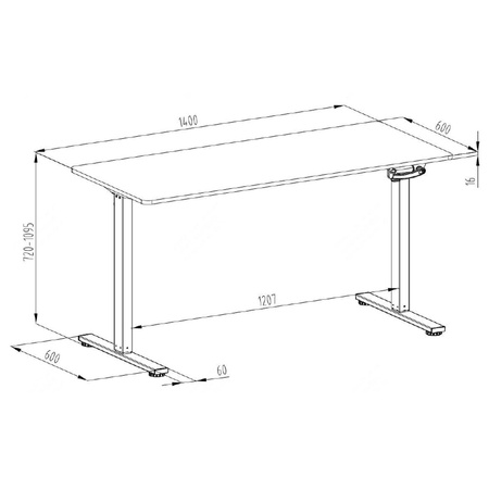 Manualne biurko Spacetronik Moris 113BB 140x60