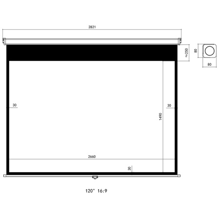 Ekran projekcyjny zwijany ręcznie 120" 16:9 biały