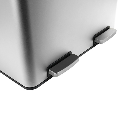 Kosz na śmieci metalowy podwójna komora srebrny