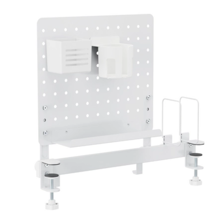 Zestaw Spacetronik: biurko regulowane 100×60 + krzesło dziecięce z podnóżkiem + nadstawka z pegboardem