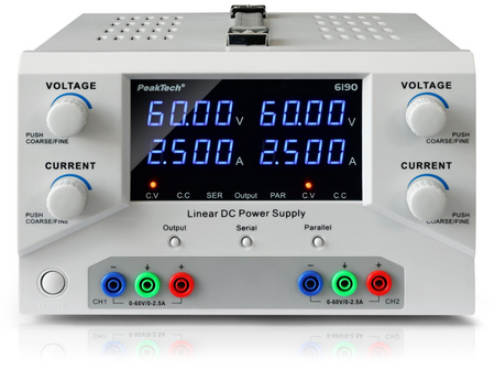 Zasilacz laboratoryjny 2x 60V 2,5A PeakTech 6190