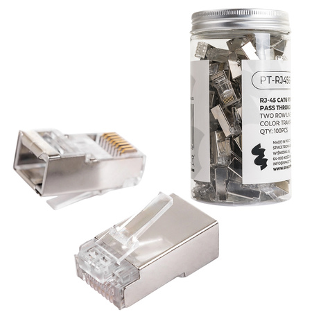RJ45 cat.6 FTP pass-through connector PT-RJ456FT-1 100pcs