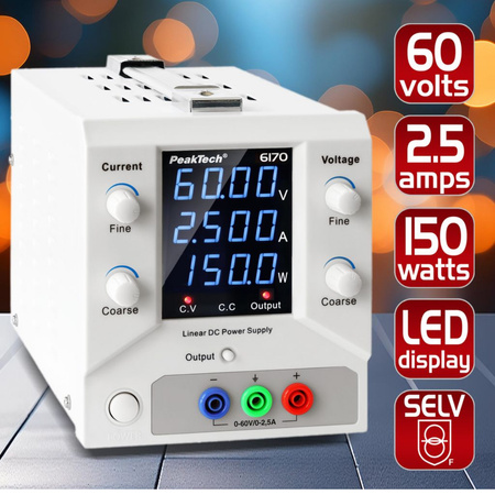 Laboratórny napájací zdroj 60V 2,5A PeakTech 6170