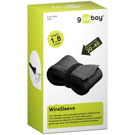 WireSleeve Goobay 18m chránič kabelu na suchý zip Černý